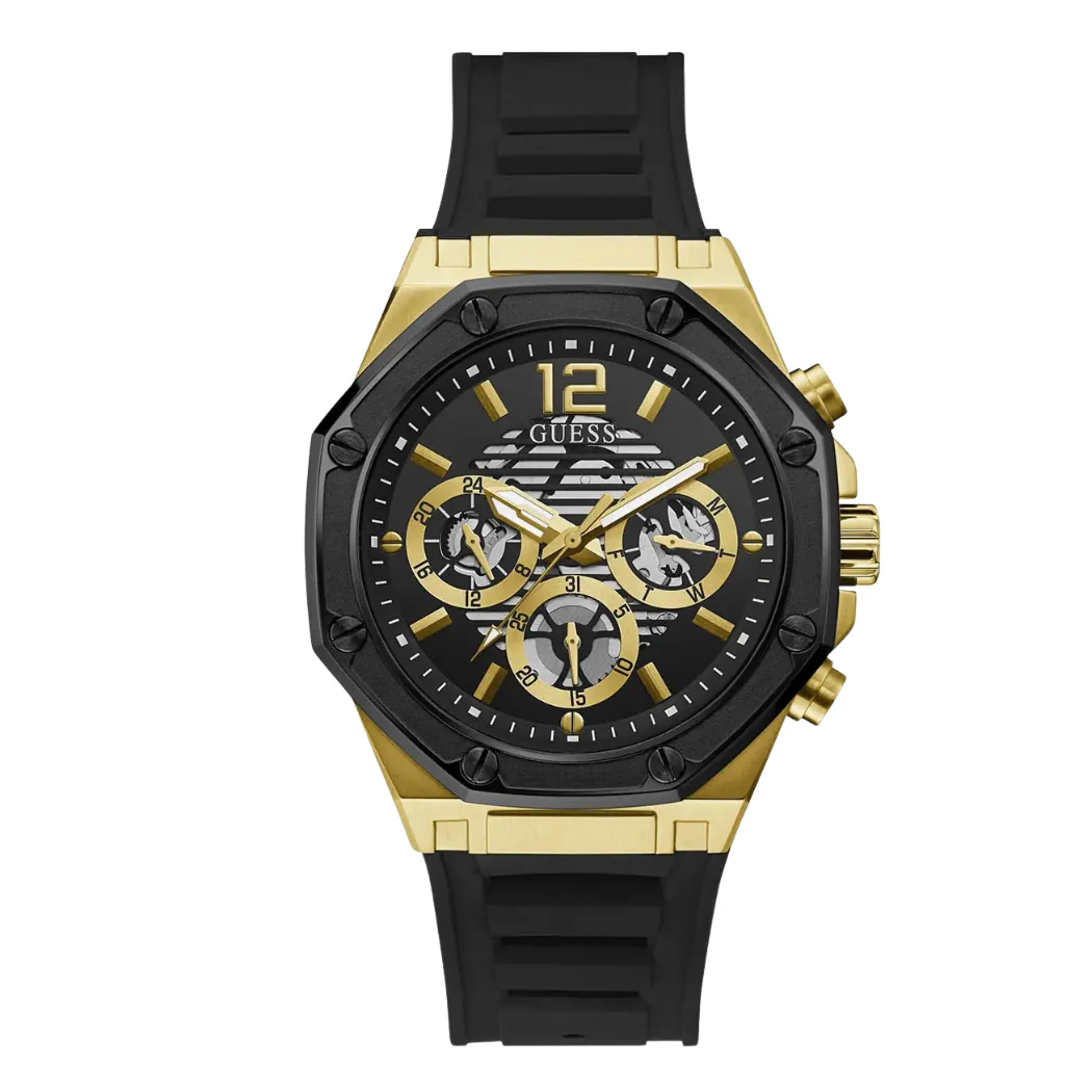 Guess Momentum Black Silicone Strap Black Dial Chronograph Quartz Watch for Gents - GW0263G1