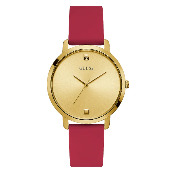Guess Nova Red Silicone Strap Gold Dial Quartz Watch for Ladies - U1210L2