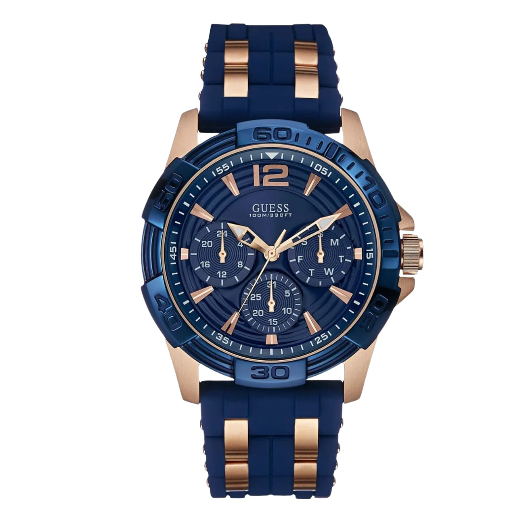 Guess Oasis Blue Silicone Strap Blue Dial Quartz Watch for Gents - W0366G4