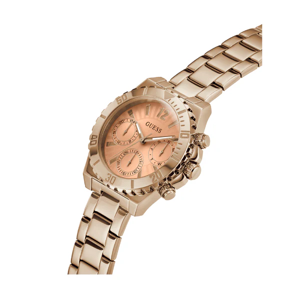 Guess Phoebe Rose Gold Stainless Steel Orange Dial Chronograph Quartz Watch for Ladies - GW0696L3 - Image 2