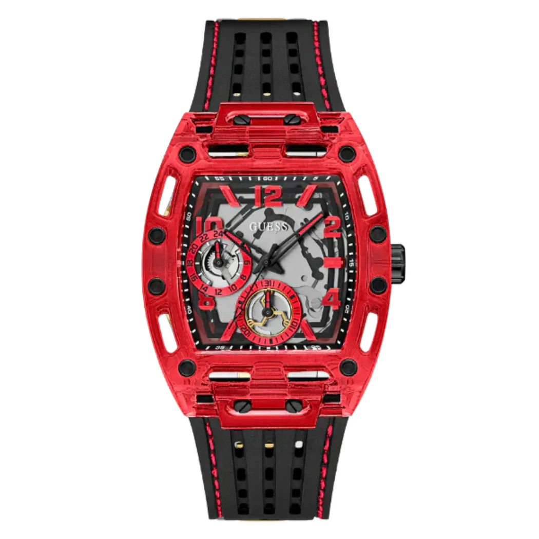 Guess Phoenix Black Silicone Strap Multicolor Dial Quartz Watch for Gents - GW0499G4