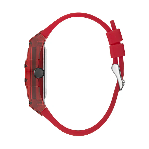 Guess Phoenix Red Silicone Strap Black Dial Quartz Watch for Gents - GW0203G5 - Image 2