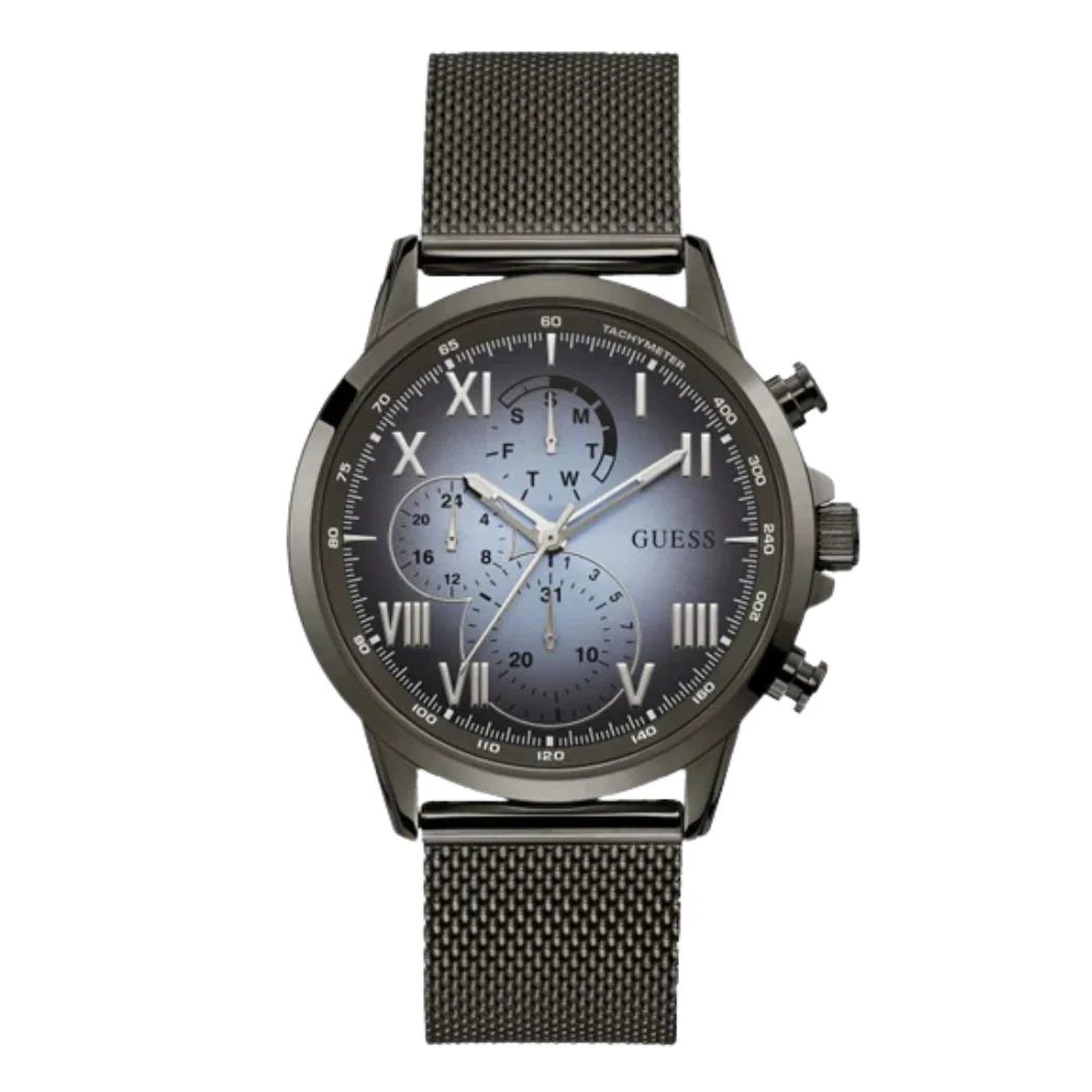 Guess Porter Black Mesh Bracelet Multi Color Dial Chronograph Quartz Watch for Gents - W1310G3