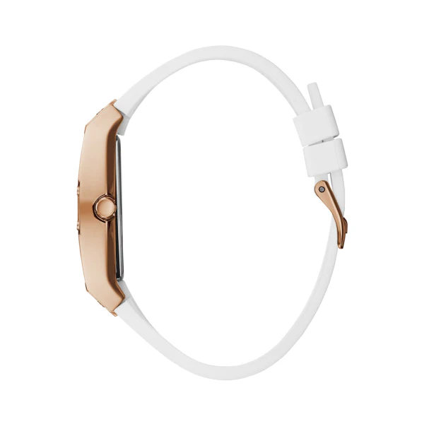Guess Raven White Silicone Strap Rose Gold Dial Quartz Watch for Ladies - GW0105L3 - Image 2