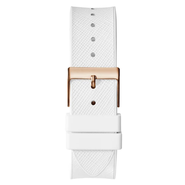 Guess Raven White Silicone Strap Rose Gold Dial Quartz Watch for Ladies - GW0105L3 - Image 3