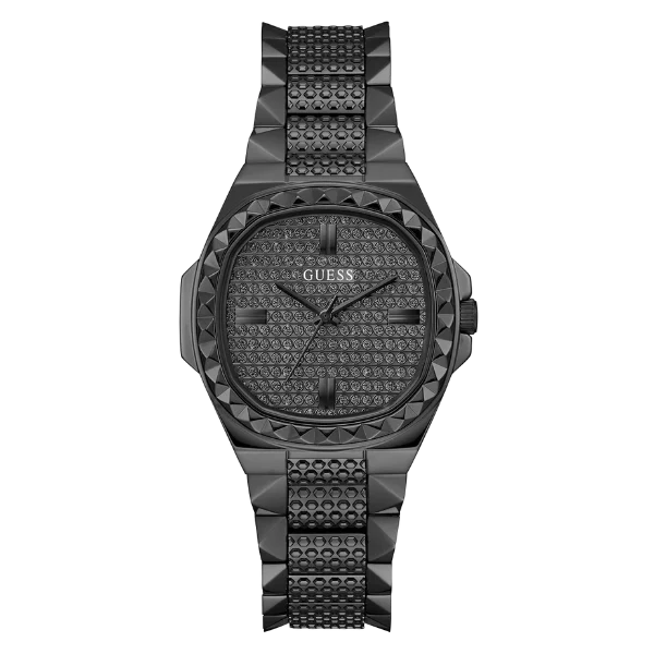 Guess Rebellious Black Stainless Steel Black Dial Quartz Watch for Ladies - GW0601L2