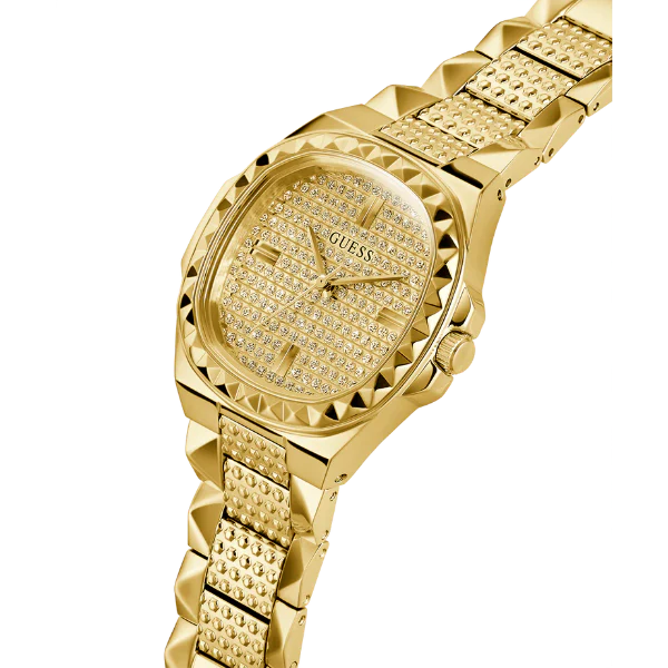 Guess Rebellious Gold Stainless Steel Gold Dial Quartz Watch for Ladies - GW0601L1 - Image 2
