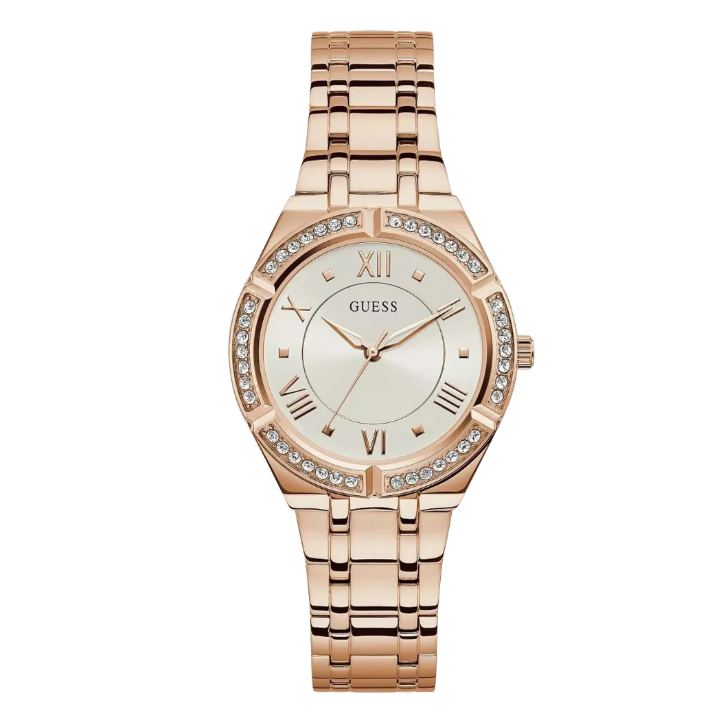 Guess Rose Gold Stainless Steel Silver Dial Quartz Watch for Ladies - GW0033L3