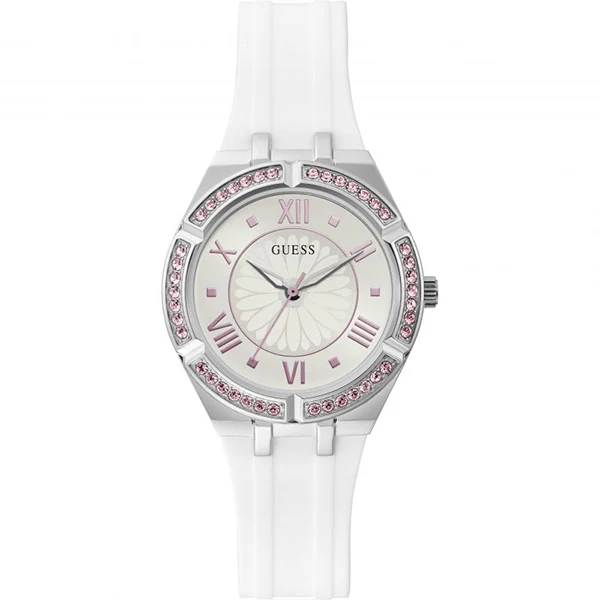 Guess Sparkling White Silicone Strap White Dial Quartz Watch for Ladies - GW0032L1