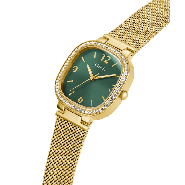Guess Tapestry Gold Mesh Bracelet Green Dial Quartz Watch for Ladies - GW0354L5 - Image 2