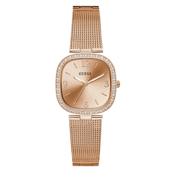 Guess Tapestry Rose Gold Mesh Bracelet Rose Gold Dial Quartz Watch for Ladies - GW0354L3