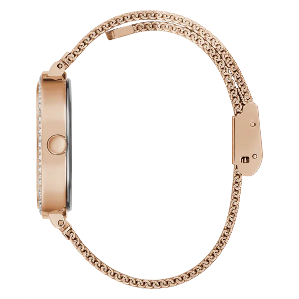 Guess Tapestry Rose Gold Mesh Bracelet Rose Gold Dial Quartz Watch for Ladies - GW0354L3 - Image 4