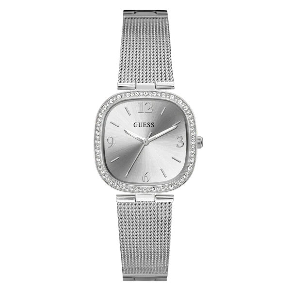 Guess Tapestry Silver Mesh Bracelet Silver Dial Quartz Watch for Ladies - GW0354L1