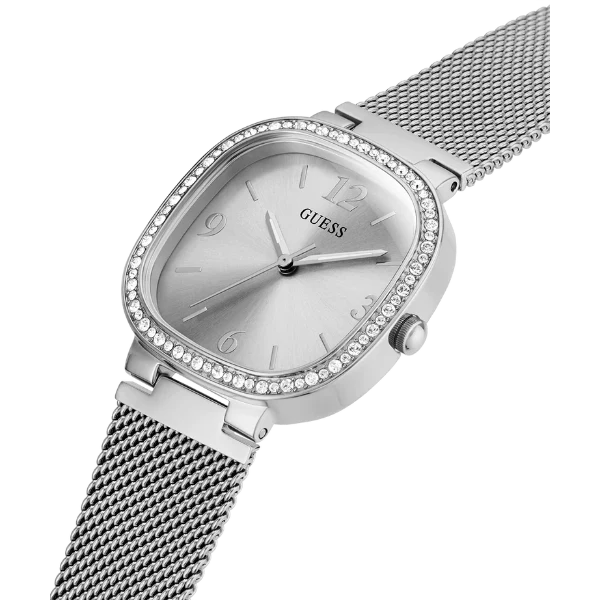 Guess Tapestry Silver Mesh Bracelet Silver Dial Quartz Watch for Ladies - GW0354L1 - Image 2