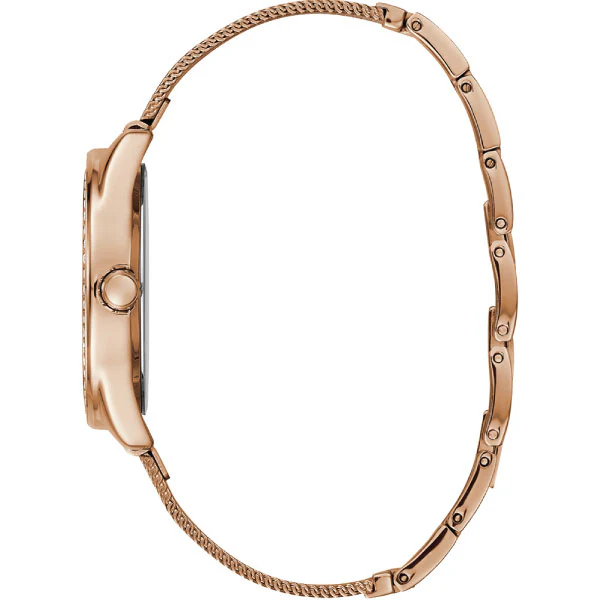 Guess Tri Glitz Rose Gold Mesh Bracelet Rose Gold Dial Quartz Watch for Ladies - W1142L4 - Image 3