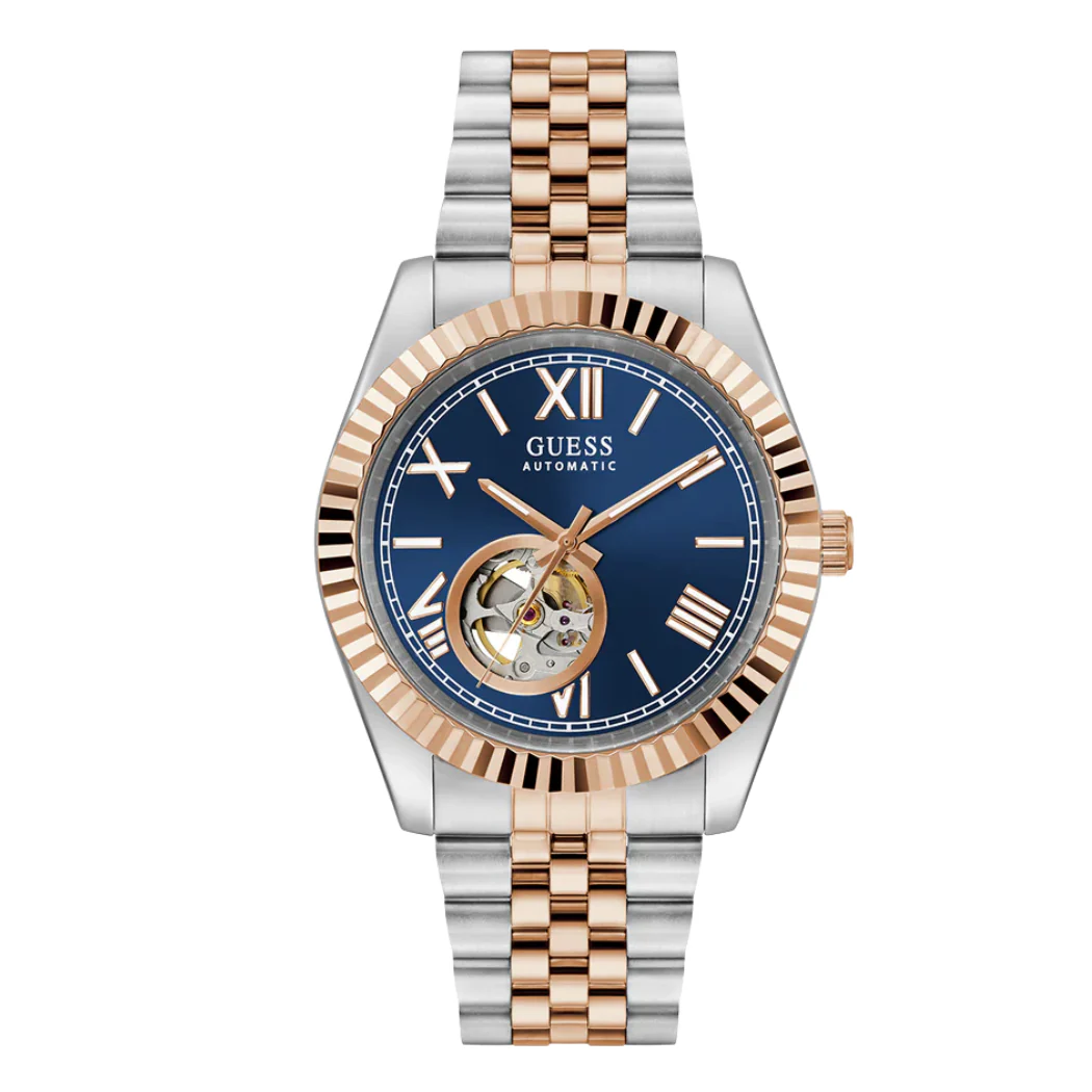Guess Two-tone Stainless Steel Blue Dial Automatic Watch for Gents - Guess G0984G5