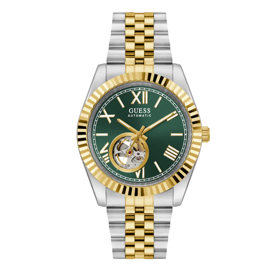 Guess Two-tone Stainless Steel Green Dial Automatic Watch for Gents - Guess G0984G4