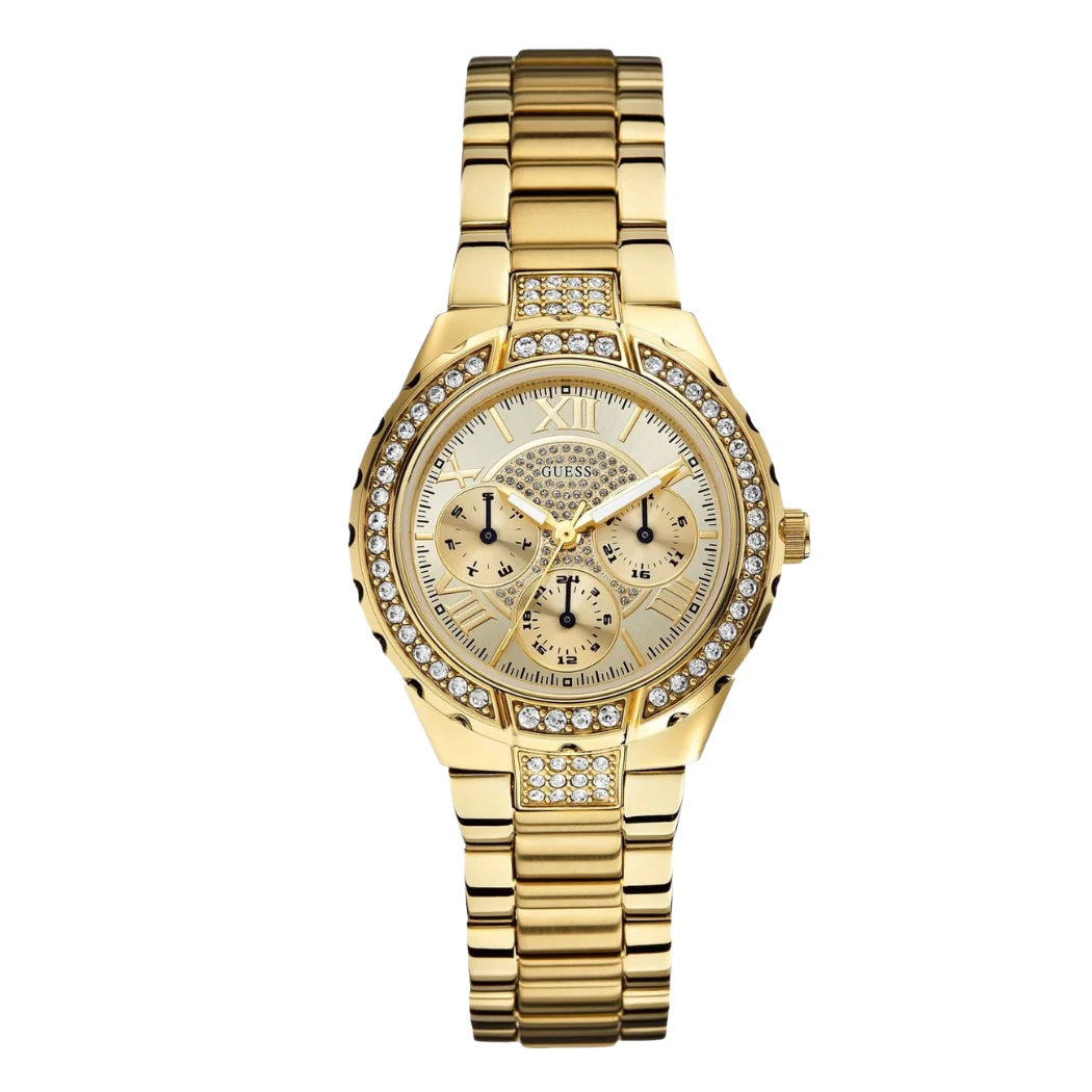 Guess Viva Gold Stainless Steel Gold Dial Quartz Watch for Ladies - W0111L2