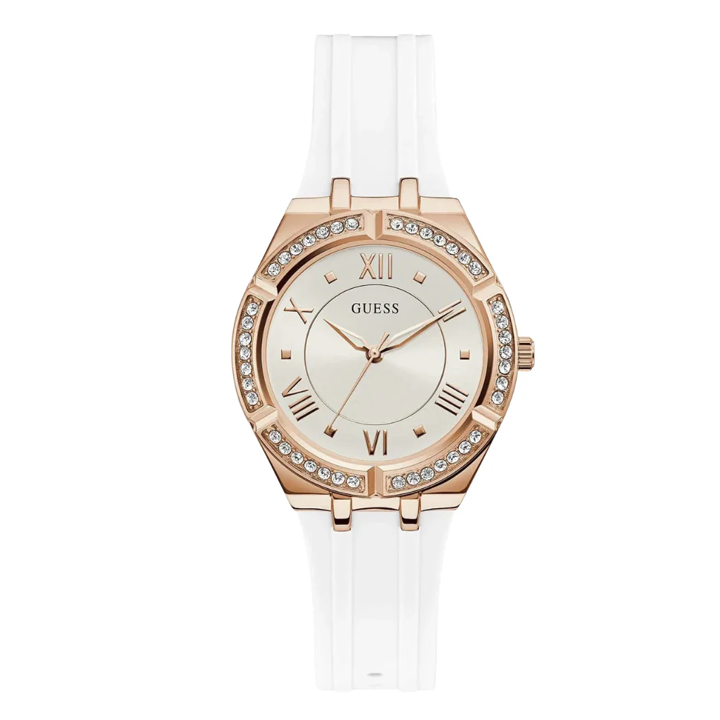 Guess White Silicone Strap White Dial Quartz Watch for Ladies - GW0034L2