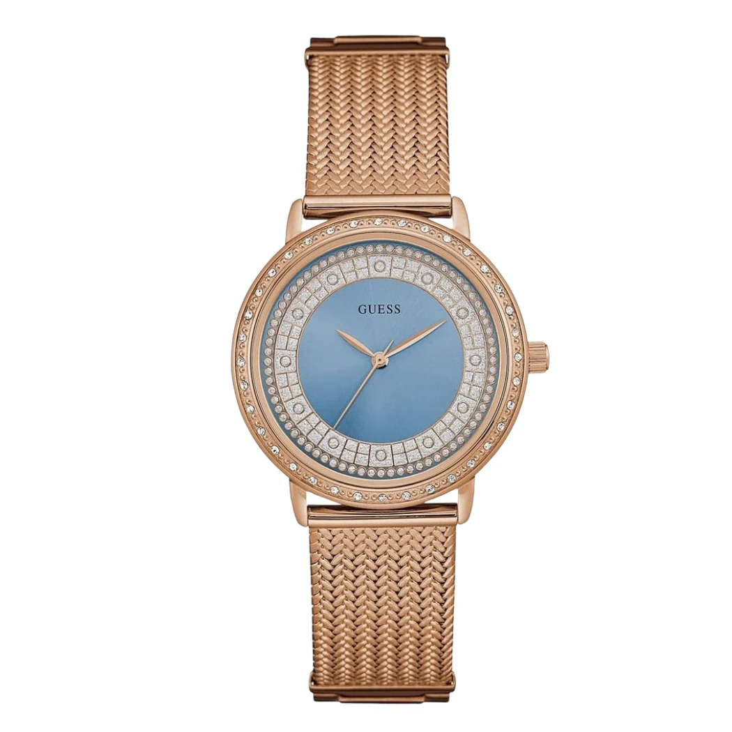 Guess Willow Rose Gold Stainless Steel Blue Dial Quartz Watch for Ladies - W0836L1