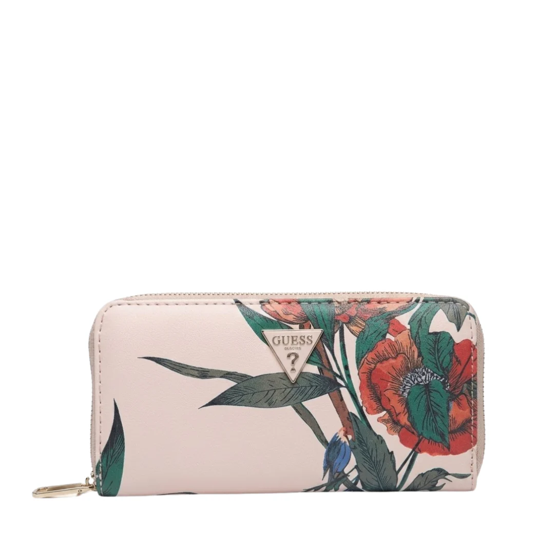 Guess Women Wallet Large Zipper Cream