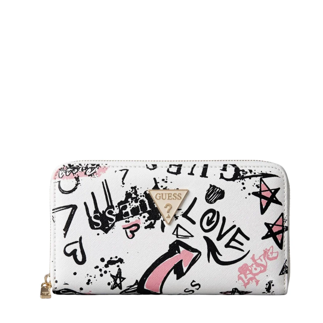 Guess Women Wallet Large Zipper White