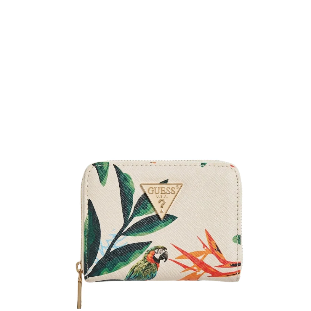 Guess Women Wallet Small Zipper Off White