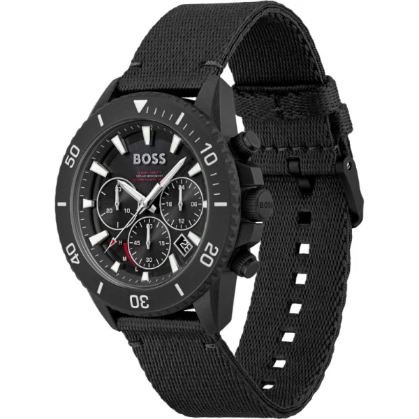 HUGO BOSS Admiral Black Plastic/Resin Strap Black Dial Chronograph Quartz Watch for Gents - 1513918 - Image 2