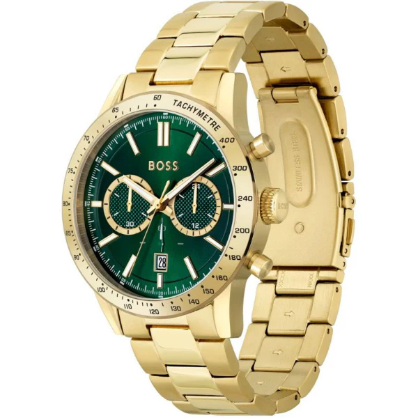 HUGO BOSS Allure Gold Stainless Steel Green Dial Chronograph Quartz Watch for Gents - 1513923 - Image 2