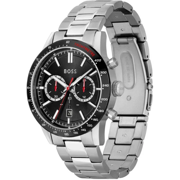 HUGO BOSS Allure Silver Stainless Steel Black Dial Chronograph Quartz Watch for Gents - 1513922 - Image 2