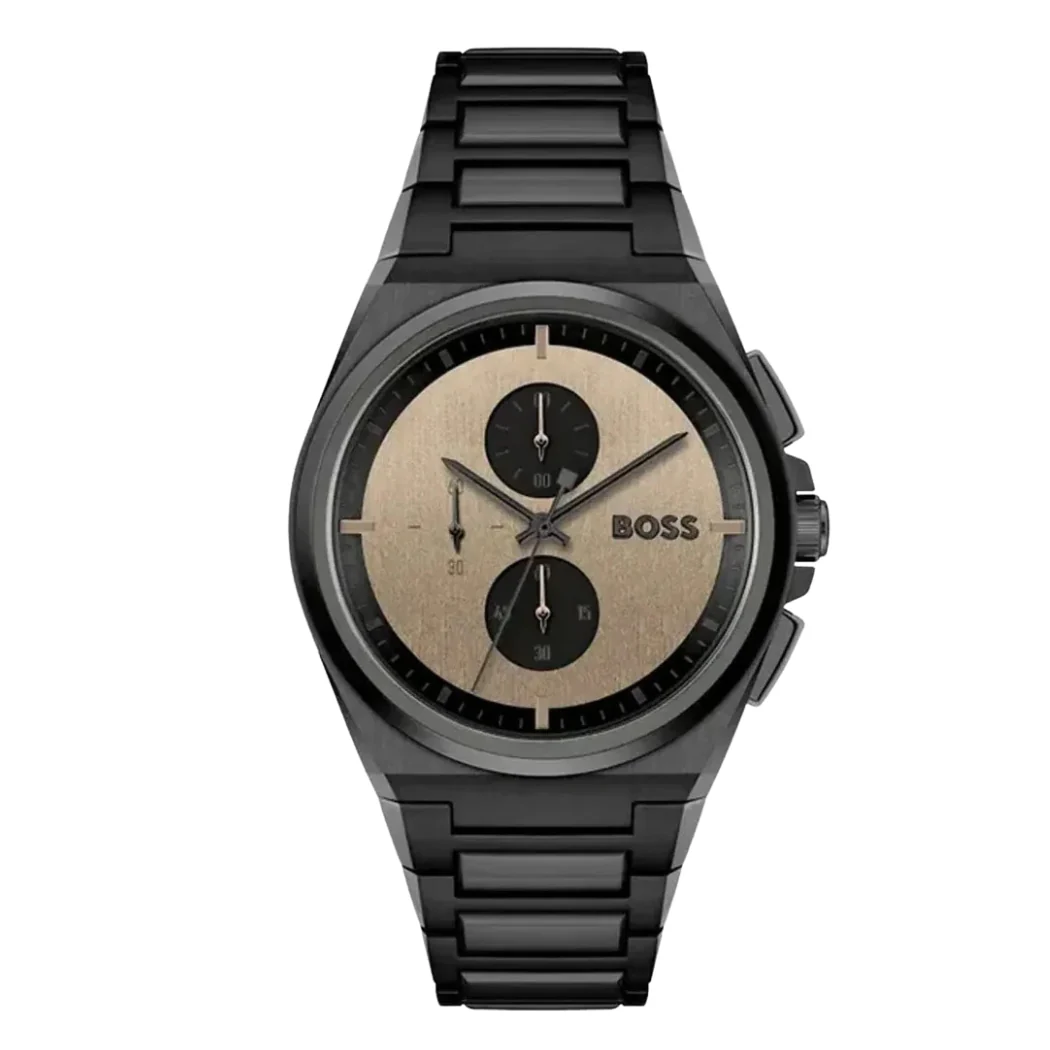 Hugo Boss Black Stainless Steel Beige Dial Chronograph Quartz Watch for Gents - Hugo Boss 1514043