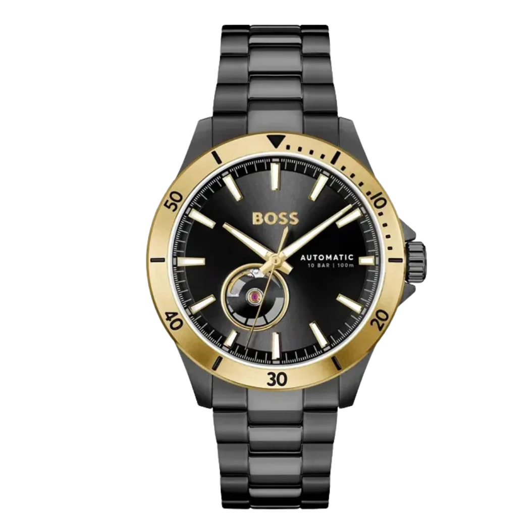 Hugo Boss Black Stainless Steel Black Dial Automatic Watch for Gents - Hugo Boss 1514203