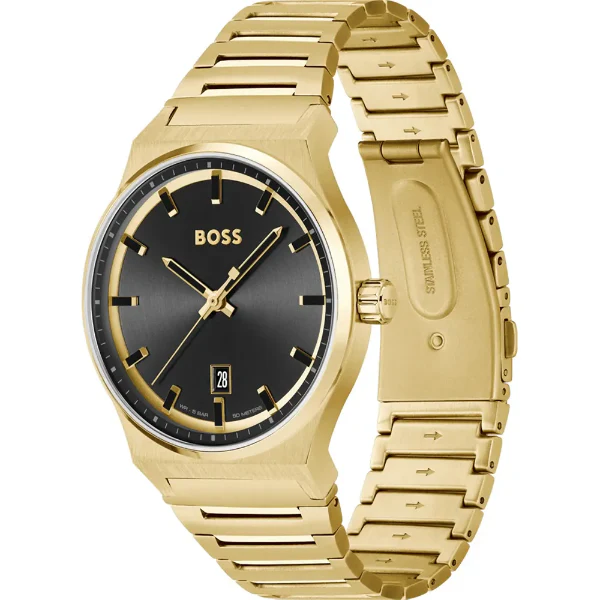 Hugo Boss Candor Gold Stainless Steel Black Dial Quartz Watch for Gents - Boss 1514077 - Image 2