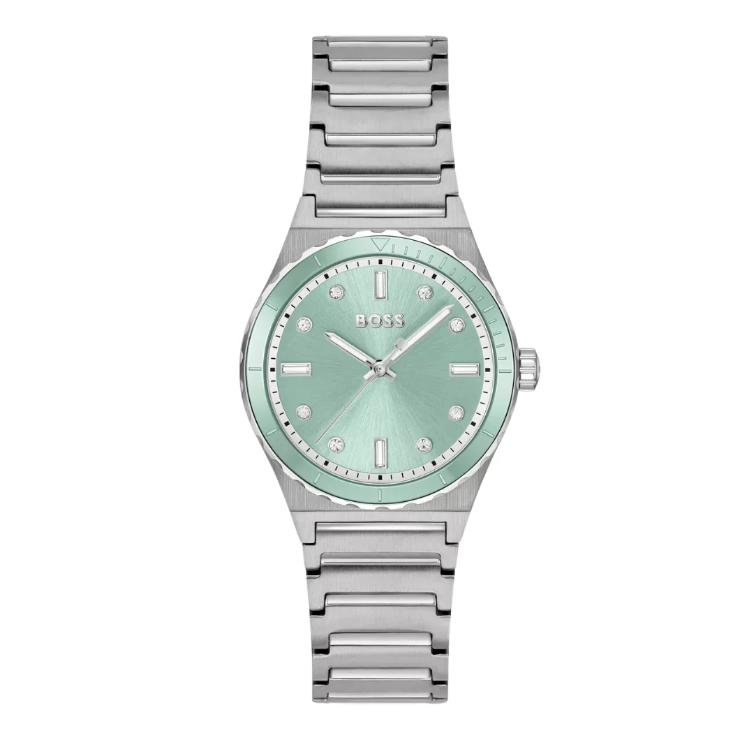 Hugo Boss Candor Sport Silver Stainless Steel Green Dial Quartz Watch for Ladies - 1502787
