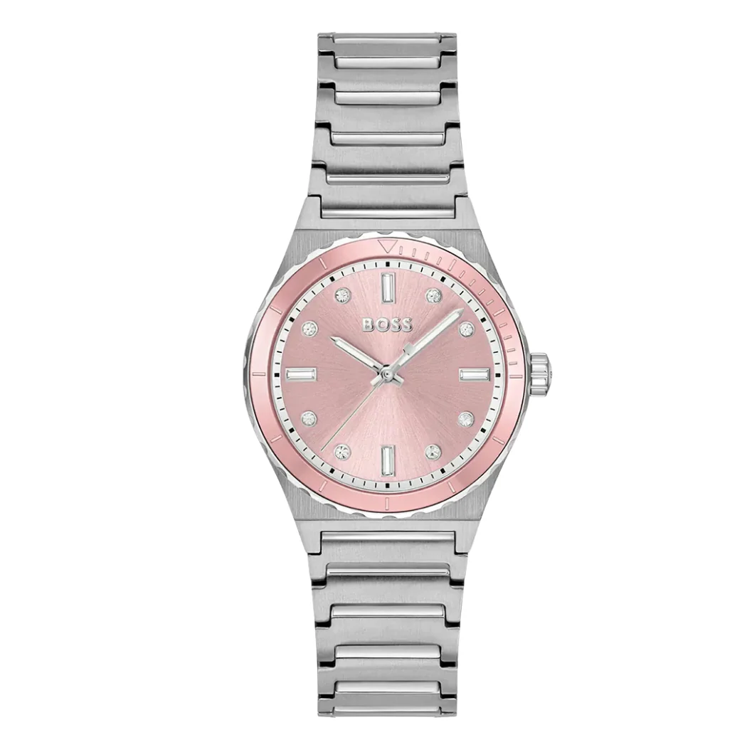 Hugo Boss Candor Sport Silver Stainless Steel Pink Dial Quartz Watch for Ladies - 1502788