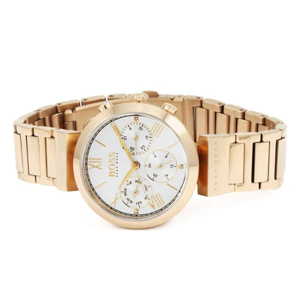HUGO BOSS Classic Rose Gold Stainless Steel Multicolour Dial Chronograph Quartz Watch for Ladies - HUGO BOSS 1502399 - Image 3