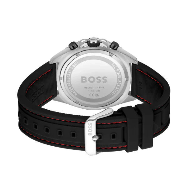 HUGO BOSS Energy Black Silicone Strap Black Dial Chronograph Quartz Watch for Gents - 1513969 - Image 2