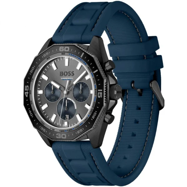 HUGO BOSS Energy Blue Silicone Strap Grey Dial Chronograph Quartz Watch for Gents - 1513972 - Image 2