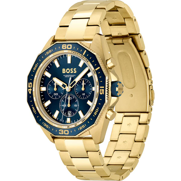 HUGO BOSS Energy Gold Stainless Steel Blue Dial Chronograph Quartz Watch for Gents - 1513973 - Image 3
