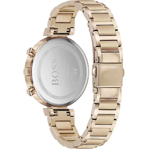 HUGO BOSS Flawless Gold Mesh Bracelet Silver Dial Chronograph Quartz Watch for Ladies - 1502531 - Image 2