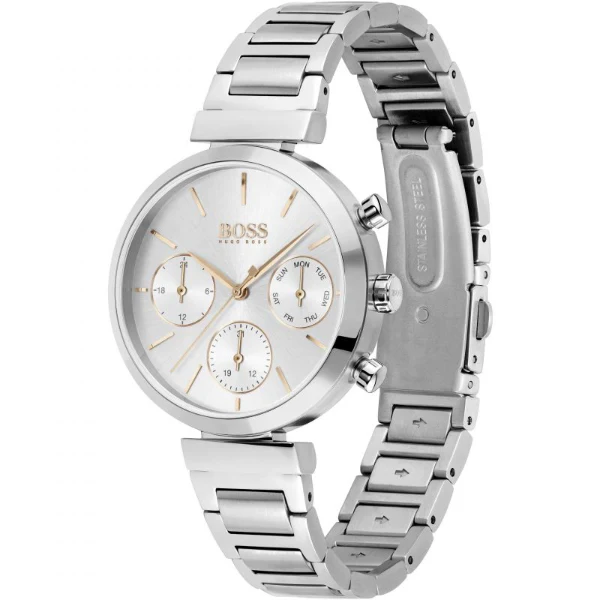 HUGO BOSS Flawless Silver Mesh Bracelet Silver Dial Chronograph Quartz Watch for Ladies - 1502530 - Image 2