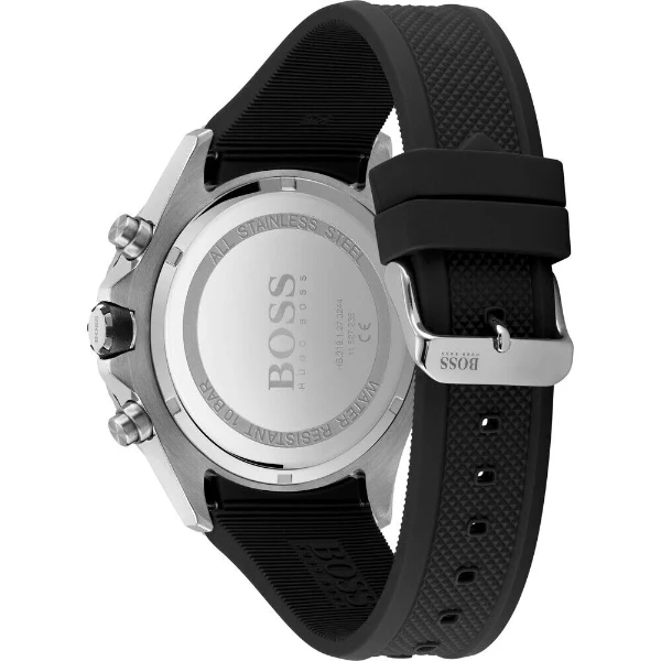 HUGO BOSS Globetrotter Black Silicone Strap Black Dial Chronograph Quartz Watch for Gents - 1513820 - Image 2