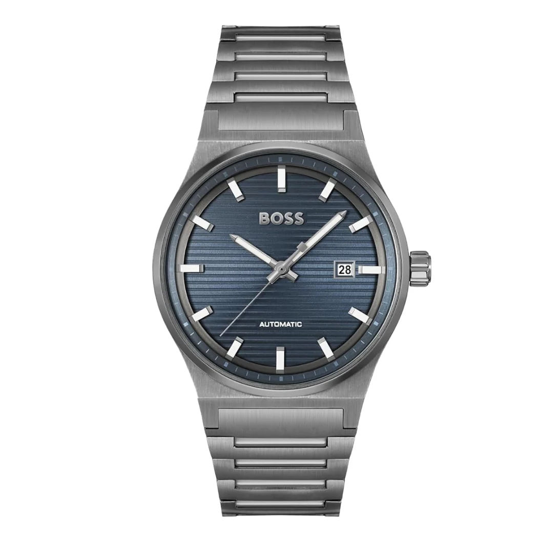 Hugo Boss Grey Stainless Steel Dark Blue Dial Automatic Watch for Gents - Hugo Boss 1514119