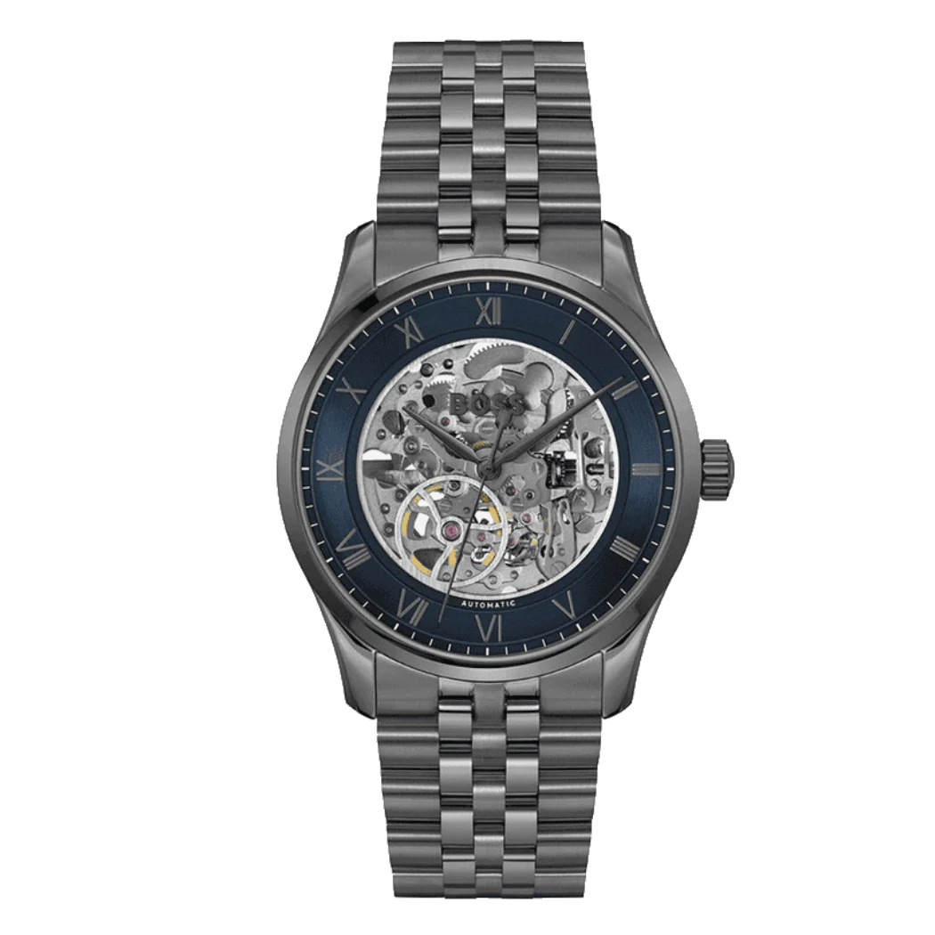 Hugo Boss Grey Stainless Steel Grey Dial Automatic Watch for Gents - Hugo Boss 1514254