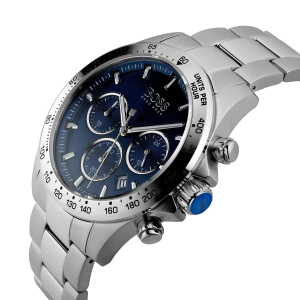 HUGO BOSS Hero Silver Stainless Steel Blue Dial Chronograph Quartz Watch for Gents - 1513755 - Image 2