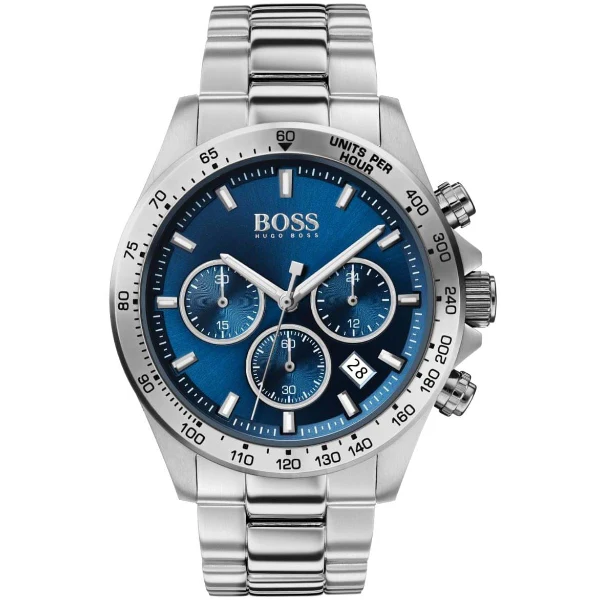 HUGO BOSS Hero Silver Stainless Steel Blue Dial Chronograph Quartz Watch for Gents - 1513755 - Image 3