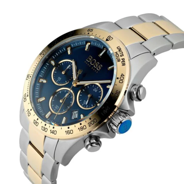 HUGO BOSS Hero Two-Tone Stainless Steel Blue Dial Chronograph Quartz Watch for Gents - 1513767 - Image 2