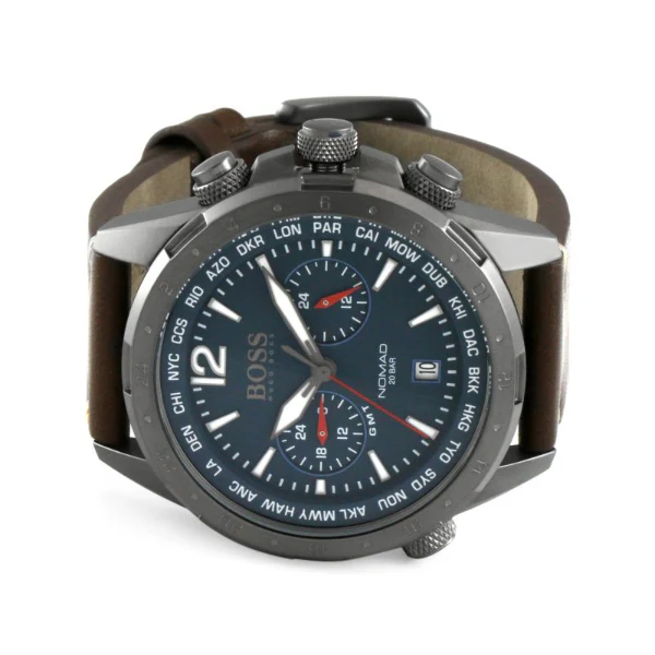 HUGO BOSS Nomad Brown Leather Strap Blue Dial Chronograph Quartz Watch for Gents - HUGO BOSS 1513773 - Image 2