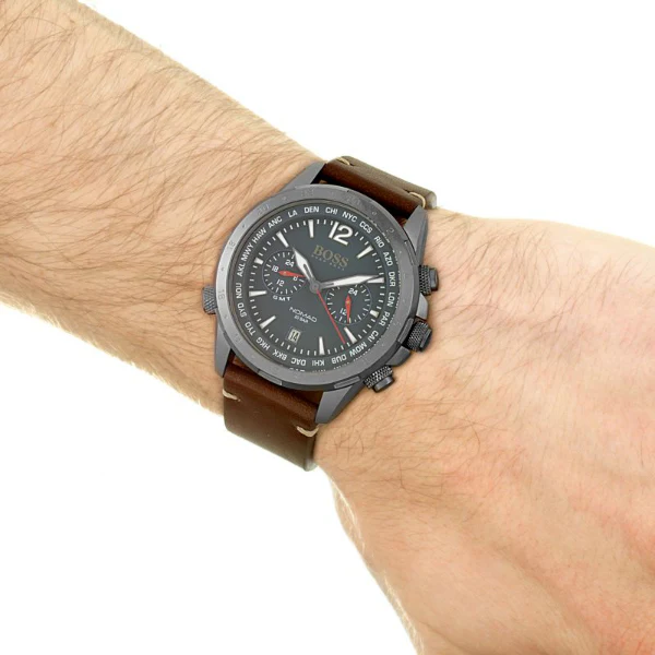 HUGO BOSS Nomad Brown Leather Strap Blue Dial Chronograph Quartz Watch for Gents - HUGO BOSS 1513773 - Image 4