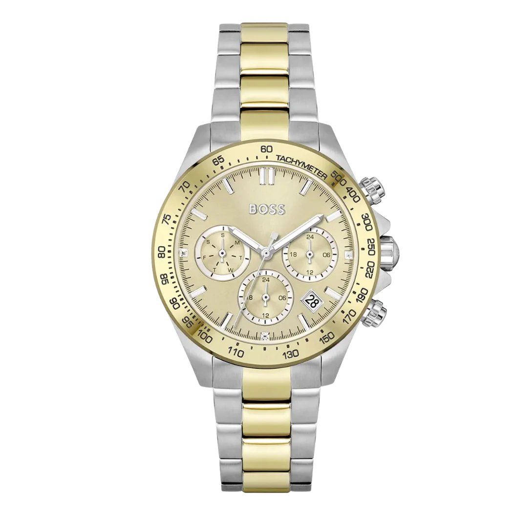 Hugo Boss Novia Two-tone Stainless Steel Beige Dial Chronograph Quartz Watch for Ladies - 1502618